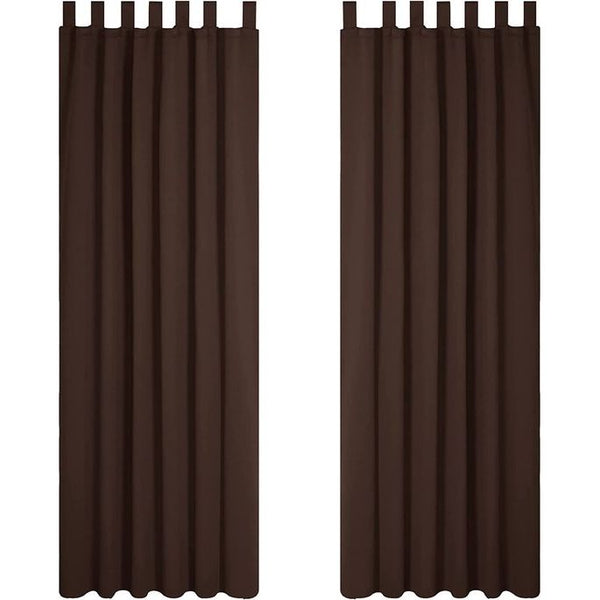 Deconovo Gordijnen Verduisterend, Thermische Lussengordijn, Kant en Klaar voor Woonkamer, Slaapkamer, 140x200 cm (B x H), Chocolade, 2 stuks