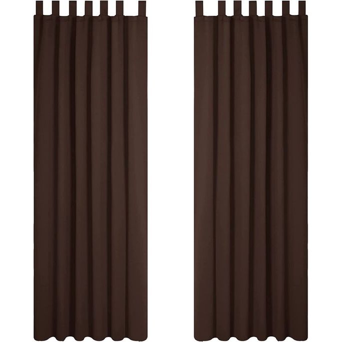 Deconovo Gordijnen Verduisterend, Thermische Lussengordijn, Kant en Klaar voor Woonkamer, Slaapkamer, 140x200 cm (B x H), Chocolade, 2 stuks
