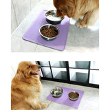 Bowl onderlegger voor honden en katten, waterdichte en antislip siliconen voerbak onderlegger voor voerbakken, waterbak, voedermat 53 x 37 cm, lila