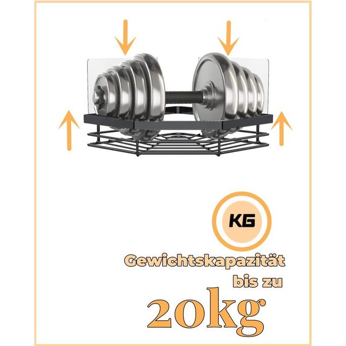 Doucheplank zonder boren, 4 stuks badkamerrek met 4 haken, roestvrij staal, zwart, doucherek voor shampoo en douchegel