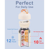 Thermocontainer voor eten, 550 ml, roestvrij staal, thermobeker voor eten met opvouwbare lepel, lekvrij, 10 uur warm, 12 uur koud, eten, soep, pap, yoghurt