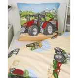 Set beddengoed tractor, kussensloop: 70x90 cm, dekbedovertrek: 140x200 cm, materiaal: 100% katoen, renforcé, met soepel lopende ritssluiting