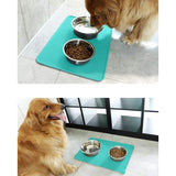 Bowl onderlegger voor honden en katten, waterdichte en antislip siliconen voederbak, onderlegger voor voerbakken, waterbak, voedermat 53 x 37 cm, turquoise