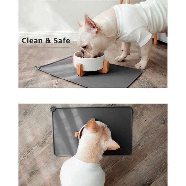 Bowl onderlegger voor honden en katten, waterdichte en antislip siliconen voerbak onderlegger voor voerbakken, waterbak, voedermat 53 x 37 cm, grijs