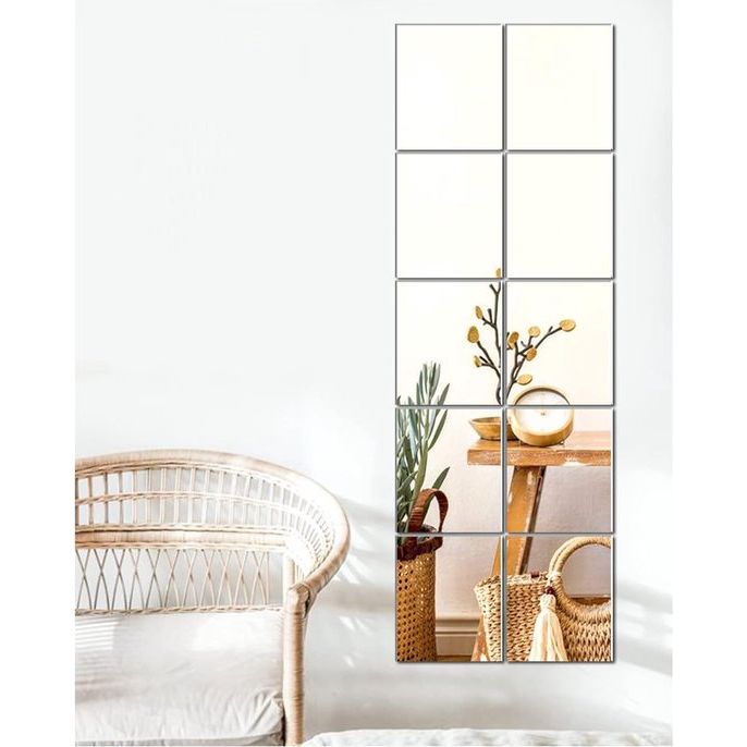 Spiegeltegels van glas: spiegel om te lijmen met gepolijste rand, voor een HD-beeld, formaat 15 x 23 cm, dikte 1,2 mm, 10 stuks per verpakking