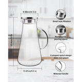 2.2 L Glass Carafe - Carafe Glass with Lid, Borosilicate Glass Water Carafe for DIY Drinks, Juice, Tea, Milk