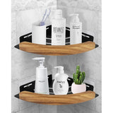 Doucherek, doucheplank zonder boringen, met walnoot, matzwart en driehoek, douchemand in walnootmazer, badkamerrek, walnoot ferrolegering, 2 stuks