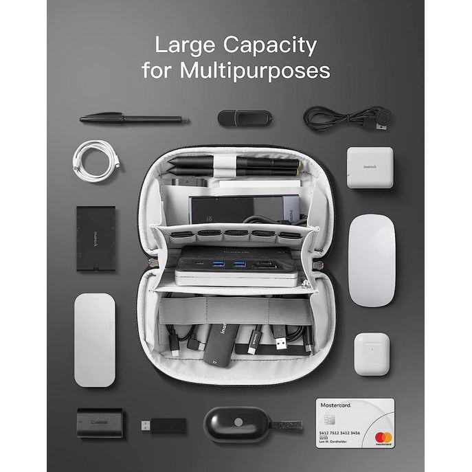 Elektronica Case, spatwaterdichte accessoiretas, gadget organizer tas, USB-kabelorganizer, reisvriendelijk, AB03007-S zwart