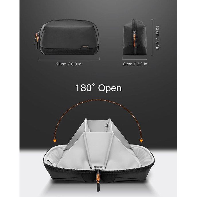 Elektronica Case, spatwaterdichte accessoiretas, gadget organizer tas, USB-kabelorganizer, reisvriendelijk, AB03007-S zwart