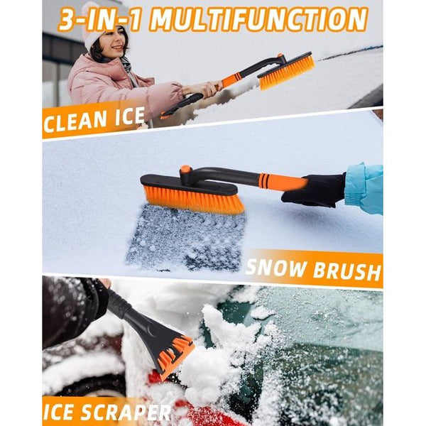 2-in-1 autoreinigingsborstel, ijskrabber, afneembare stabiele duurzame ruitkrabber auto, bloemenstofborstel, ijsbrekerfunctie, stabiele sneeuwschraper, schuimrubberen handgreep voor auto's,