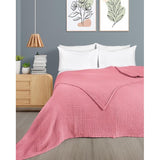 Premium mousseline sprei 150 x 200 cm - 100% katoen - extra zachte katoenen deken als knusse deken, bed throw, sofa throw, bank throw - warme bank deken (oudroze)
