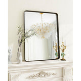 wandspiegel, 75 x 50 cm luxe high-end ronde hoek badkamerspiegel, wandspiegel, horizontaal of verticaal opgehangen, zwart wandspiegel, 75 x 50 cm luxe high-end ronde hoek badkamerspiegel, wandspiegel, horizontaal of verticaal opgehangen, zwart