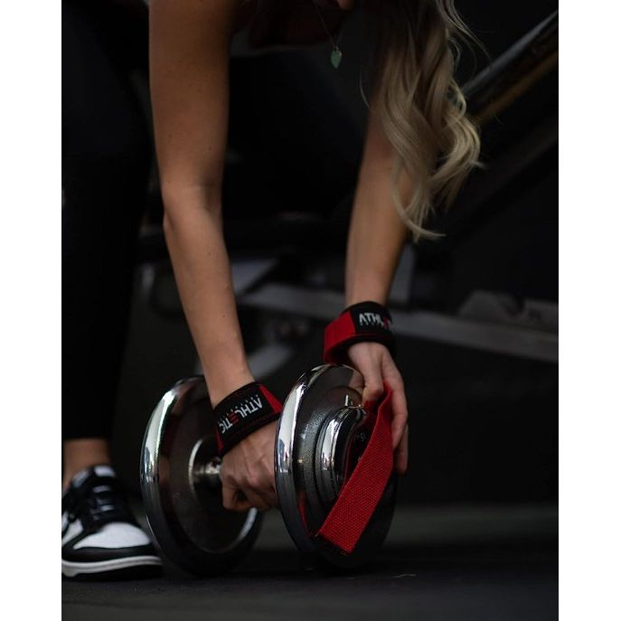 professionele banden (gevoerd) - 55 cm lang voor krachttraining, bodybuilding & fitness - voor mannen en vrouwen, rood