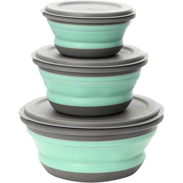 Opvouwbare Kom, 3 stks Draagbare Opvouwbare Siliconen Kom Camping Voedsel Opslag Dozen ronde Voedsel Opbergdoos, Opvouwbare fruitsalade kom voor kamperen, wandelen, keuken, Outdoor School, groen