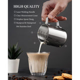 Melkkan voor koffiezetapparaat, 350 ml, 304 melkkannetjes, roestvrij staal, melkkan voor espressomachine, koffie cappuccino latte, vaatwasmachinebestendig