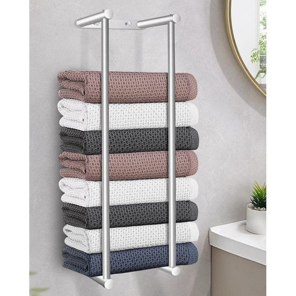 Towel Rack, Large Towel Rack, Silver Wall, 75 cm, Stainless Steel, High Capacity Guest Towel Holder for Bathroom, Towels Storage