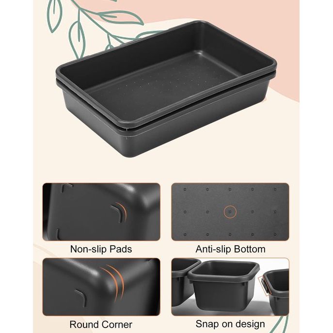 Lade-organizer, 22 stuks, opbergsysteem, opbergdoos voor laden, verstelbare kunststof organizer, keuken, badkamer, kantoor en thuis, scheidingssysteem, kruidenorganizer (donkergrijs)