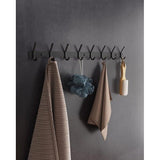 Kapstok, roestvrij staal, kapstokken, kapstokken, dubbele haken, draaglast tot 30 kg, zwart, 8 haken