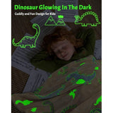 Knuffeldeken dinosaurus kinderen dino deken Glow in The Dark, zachte pluizige fleecedeken voor kinderen, gloeideken, dinosaurus, zachte bank, dino, cadeau voor jongens en meisjes, 130 x 150 cm