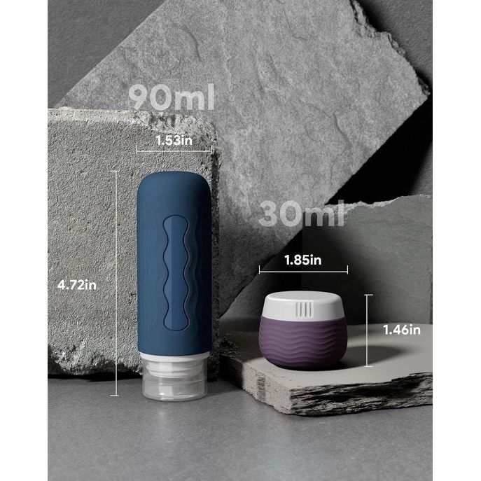 Set van 4 potten, siliconen crèmecontainer van 30 ml, minicontainers met transparant zakje, reiscosmeticacontainer, reisbenodigdheden/reisaccessoires (abrikoos)