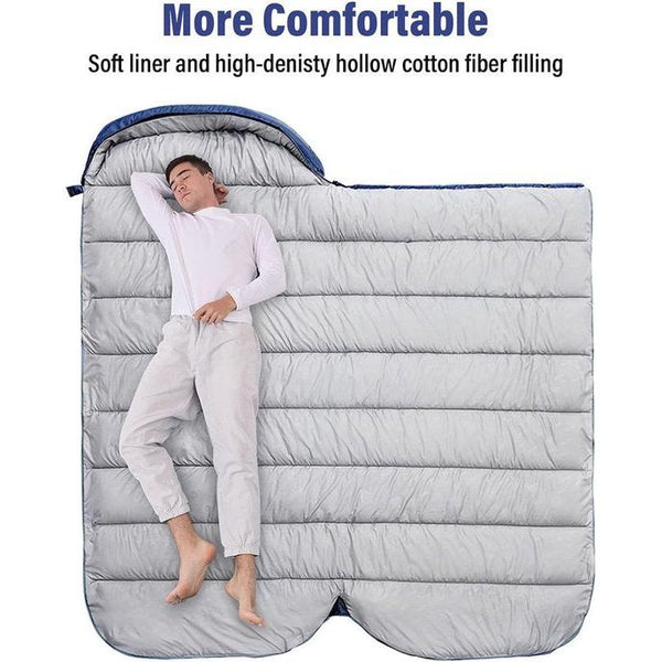 Grote maat brede slaapzak voor grote volwassenen, 3-4 seizoenen slaapzak, winter buiten warme deken slaapzak, XXL campingslaapzak voor kamperen