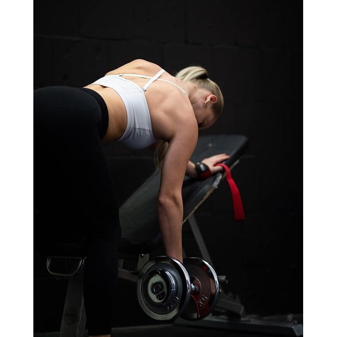 professionele banden (gevoerd) - 55 cm lang voor krachttraining, bodybuilding & fitness - voor mannen en vrouwen, rood