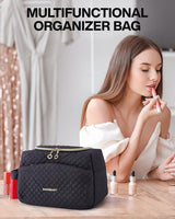 Toilettas voor dame - make-uptas - Uniek design - met grote opening - zwart