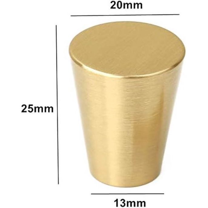 10 stuks geborsteld messing meubelknoppen gouden ladeknoppen koperen dressoirknoppen handgrepen voor keuken badkamer wasruimte meubilair (kegel)