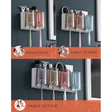 Tandenborstelhouder voor muur, kunststof tandenborstelbeker, tandenborstelhouder, zonder boren, geschikt voor kinderen en gezinnen (wit) (4 bekers)