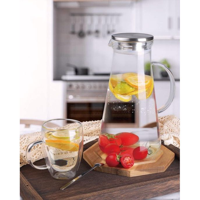 2.2 L Glass Carafe - Carafe Glass with Lid, Borosilicate Glass Water Carafe for DIY Drinks, Juice, Tea, Milk