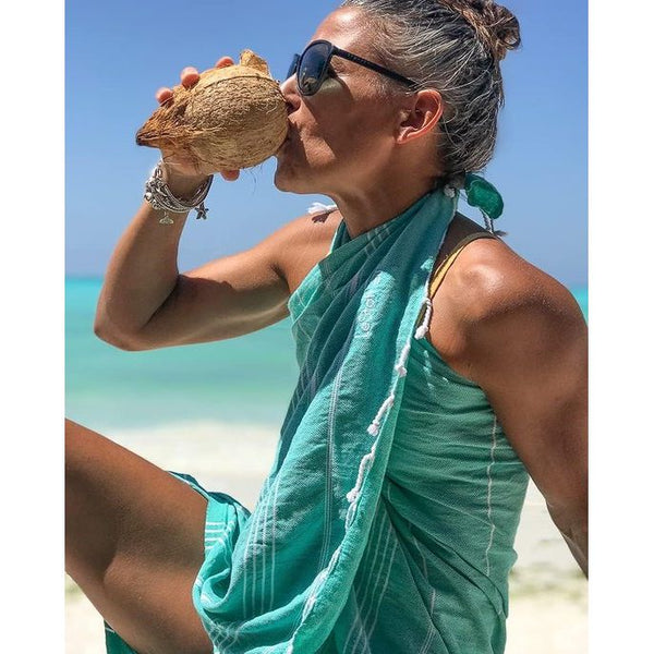 Traditionele hamamdoek, strandhanddoek, badhanddoek, saunahanddoek, voor spa, sport, yoga, en reizen - Het duurzame alternatief voor badstof. De betere doek., 100 x 180 cm