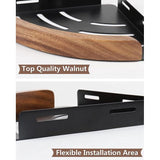 Doucherek, doucheplank zonder boringen, met walnoot, matzwart en driehoek, douchemand in walnootmazer, badkamerrek, walnoot ferrolegering, 2 stuks