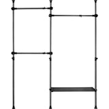 Telescopische kledingkast, telescopische kledingstang, voor slaapzaal, kleedkamer, slaapkamer, belasting per paal 50 kg, zwart