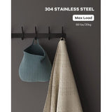 Kapstok, 2 stuks, roestvrij staal, kapstokken, kapstokken, dubbele haken, draaglast tot 30 kg, zwart, 6 haken