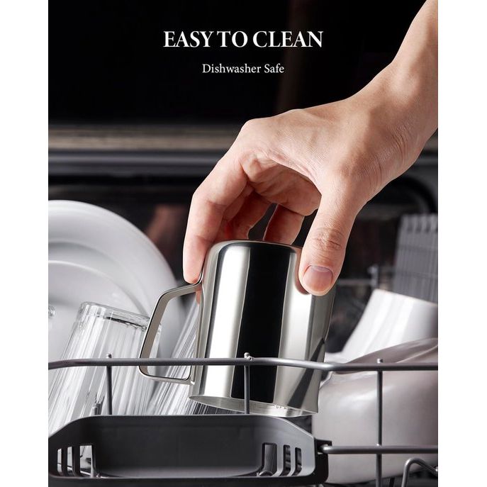 Melkkan voor koffiezetapparaat, 350 ml, 304 melkkannetjes, roestvrij staal, melkkan voor espressomachine, koffie cappuccino latte, vaatwasmachinebestendig