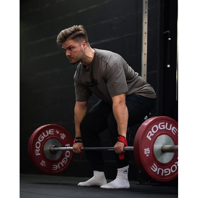 professionele banden (gevoerd) - 55 cm lang voor krachttraining, bodybuilding & fitness - voor mannen en vrouwen, rood