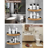 Doucherek, doucheplank zonder boringen, met walnoot, matzwart en driehoek, douchemand in walnootmazer, badkamerrek, walnoot ferrolegering, 2 stuks