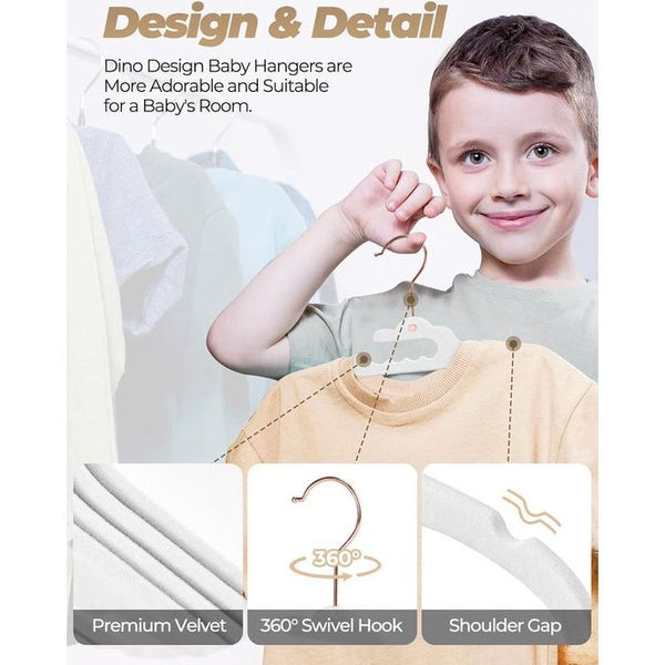 Pak van 30 fluwelen kleerhangers voor baby's (29 cm breed) - kinderkleerhangers met roségouden haken, antislip fluwelen kleerhangers voor kledingkast, 360° draaibare haken, voor baby-/peuter-/kinderkleding (wit)