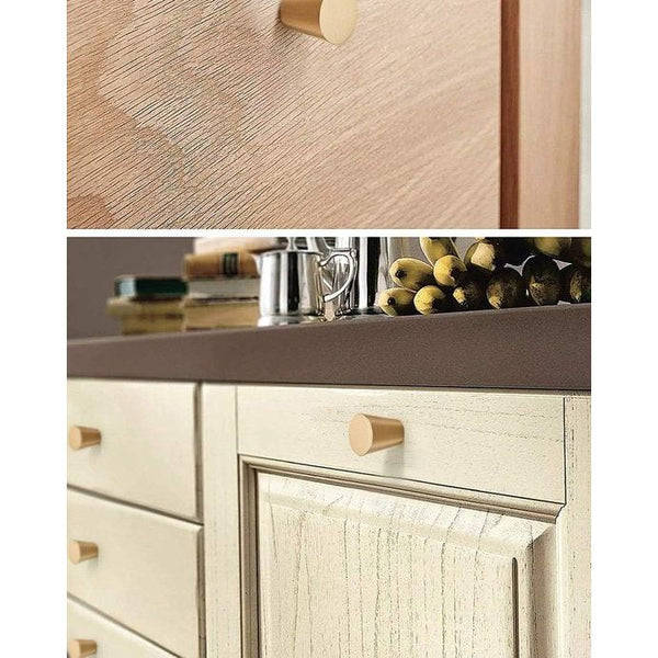 10 stuks geborsteld messing meubelknoppen gouden ladeknoppen koperen dressoirknoppen handgrepen voor keuken badkamer wasruimte meubilair (kegel)