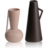 Moderne decoratieve bloemenvazen voor pampasgras, set van 2 bruine en roze vazen, esthetische Morandi vazendecoratie voor woonkamer, keuken, tafel, thuis, kantoor