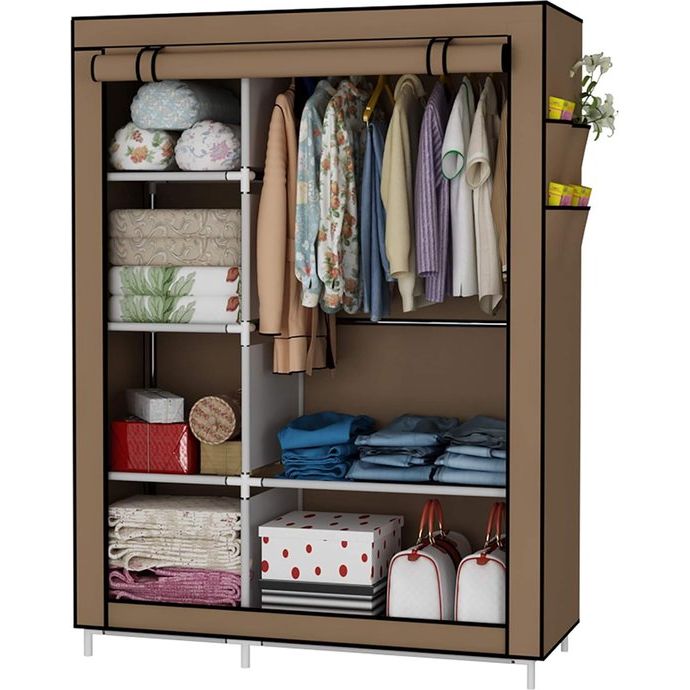 Kledingkast, opvouwbare kledingkast, waskast, kledingkast, kledingopbergorganisator canvas, 105 x 45 x 170 cm