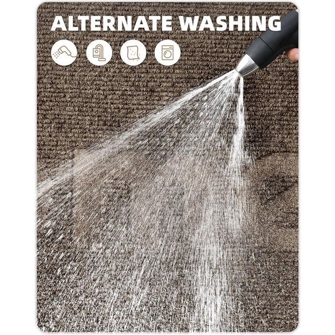 Deurmat voor buiten en binnen, deurmat voor buiten, antislip, weerbestendig, wasbaar, vuilvangmat, entreemat, deurmat voor huisdeur, keuken, balkon, 60 x 120 cm, bruin