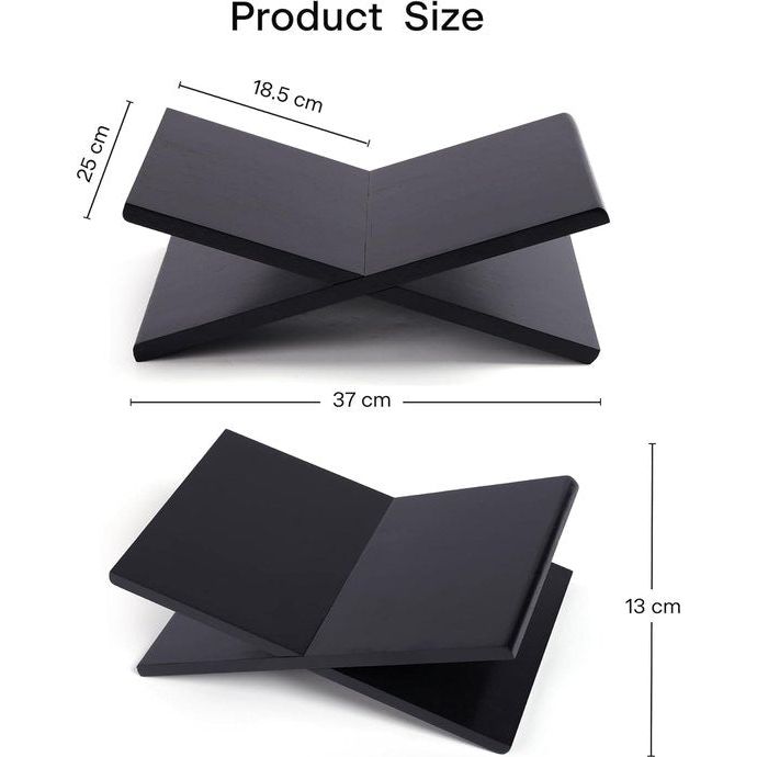 boekenstandaard | Acaciahouten kruisstandaard, displaystandaard, boekenhouder, leesboekenhouder, tijdschriftenstandaard, kookboekenhouder, muziekstandaard, stabiele open boekendisplay (zwart)