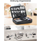 dubbellaagse kabelorganizer, tas, organizer, tas, kabelorganizer, reisagadgets, harde schijf-tas voor accessoires, mobiele telefoon, oplaadkabel, powerbanks, kabels, kaarten, mobiele telefoons enz, donkergrijs, Koffer