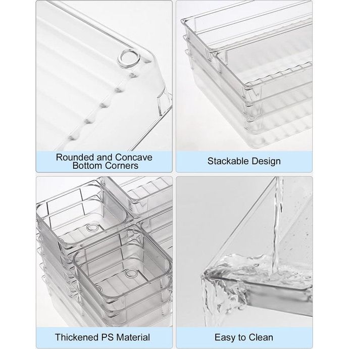 18 stuks lade-organizers, transparante lade-organizer, make-up-organizer, organizer voor keuken, make-up, kantoor, pennenbakjes