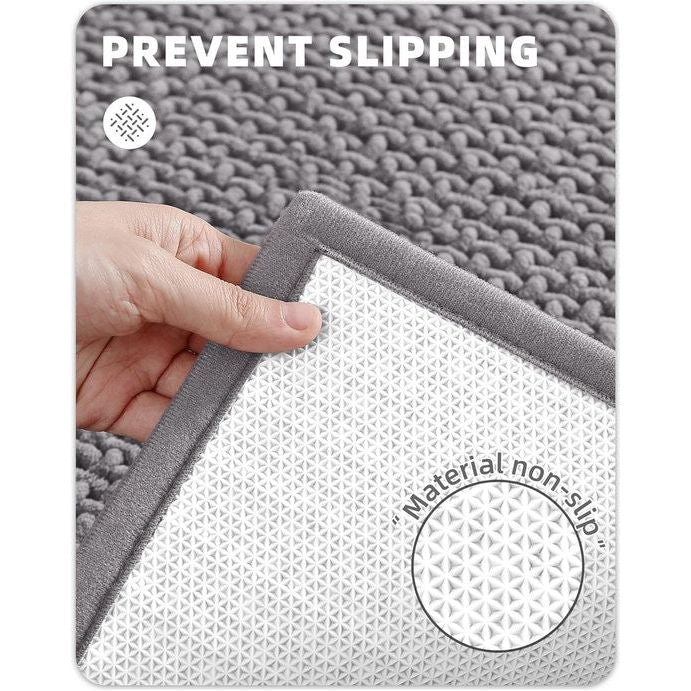 Badmat antislip wasbaar 50 x 80 cm, zacht chenille badkamertapijt superabsorberende badmat antislip machinewasbare badmat voor douche, badkamer, bad - grijs