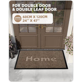 Deurmat voor buiten en binnen, deurmat voor buiten, antislip, weerbestendig, wasbaar, vuilvangmat, entreemat, deurmat voor huisdeur, keuken, balkon, 60 x 120 cm, bruin