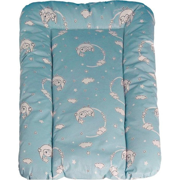 Wasbare aankleedmat, aankleedmat met verhoogde kwaliteit, wasbaar, aankleedmat voor een uitgebreid verschoongebied, maanstertje blauw, 75 x 85 cm