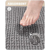 Badmat antislip wasbaar 50 x 80 cm, zacht chenille badkamertapijt superabsorberende badmat antislip machinewasbare badmat voor douche, badkamer, bad - grijs