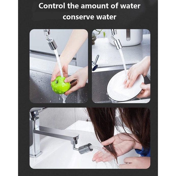 Universele spatfilterkraan, 720° draaibare waterafvoerkraan sproeikopadapter, keukenborrelkraan sproeikop met 4-laags gaasfilter en 2 O-ringventielen, lekvrij